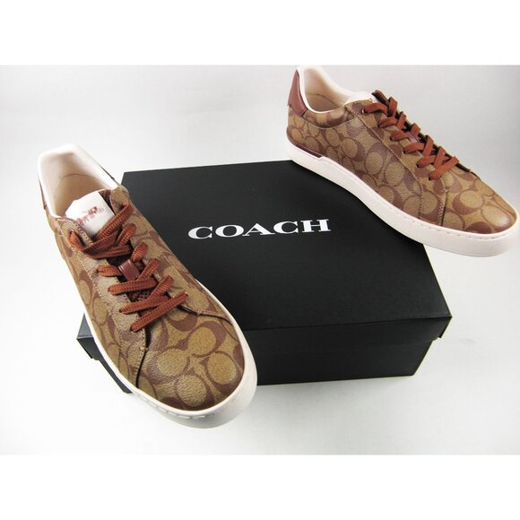 Coach SLP SIGNATURE Brown Low Top Sneakers Khaki/Saddle Size 10 D - Picture 7 of 10